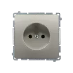 SIMON BASIC WMUW-00100x-H021 Gniazdo wtyczkowe bez uziemienia (moduł) 16A, 250V~, zaciski śrubowe; satynowy