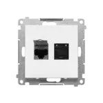 SIMON 55 WMDA-P93xx6-111 Gniazdo komputerowe podwójne RJ45 kategoria 6, ekranowane z przesłoną przeciwkurzową (moduł); Biały mat