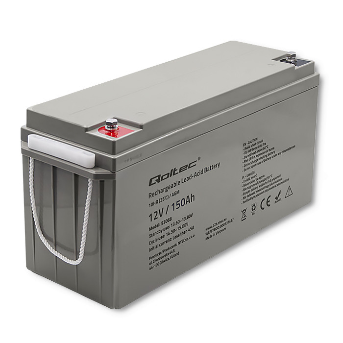 Qoltec Akumulator AGM | 12V | 150Ah | max. 2250A | 40.1kg