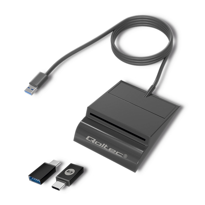 Qoltec Inteligentny czytnik chipowych kart ID SCR-0636 | USB typu C