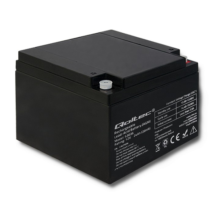 Qoltec Akumulator AGM  | 12V | 24Ah | max 360A
