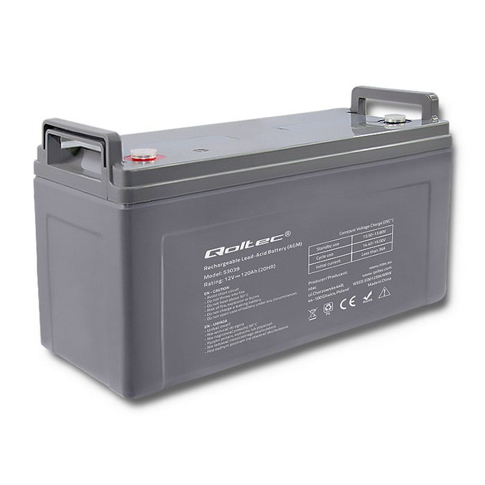Qoltec Akumulator AGM  | 12V | 120Ah | max 1440A | 35.2kg
