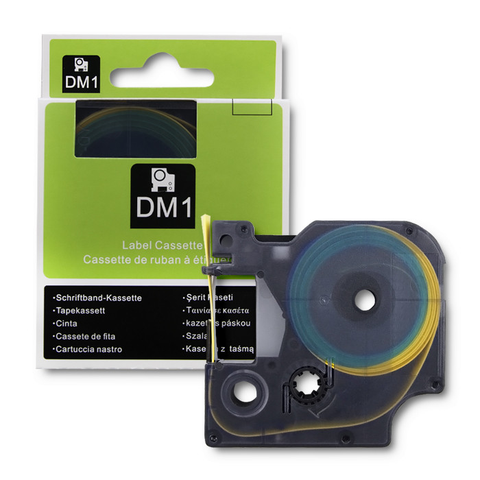  Qoltec Rurka termokurczliwa do drukarek DYMO D1/DM1 | 12mm*1.5m | Żółta | Czarny nadruk