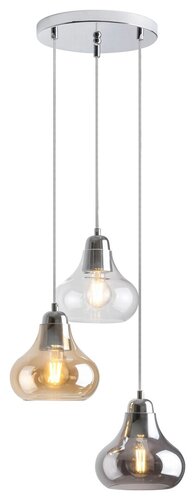 7977 Lampa wisząca Jezabel LED/ e-27 3x max.60W, IP20 19659,19660, 19661 chrom/ kolor dymny 230V, 50Hz