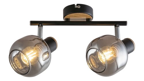 5398 Spot Salazar E14/ 2x max.40W czarny/dąb/szkło dymna 230V, 50Hz