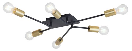 2103 Lampka sufitowa Lanny LED E-27 6x15 W czarny/ złoty 230V, 50Hz