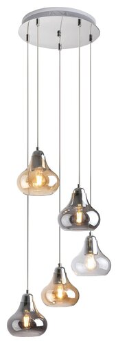 7978 Lampa wisząca Jezabel LED/ e-27 5x max.60W, IP20 19659, 19660, 19661 chrom/ kolor dymny 230V, 50Hz