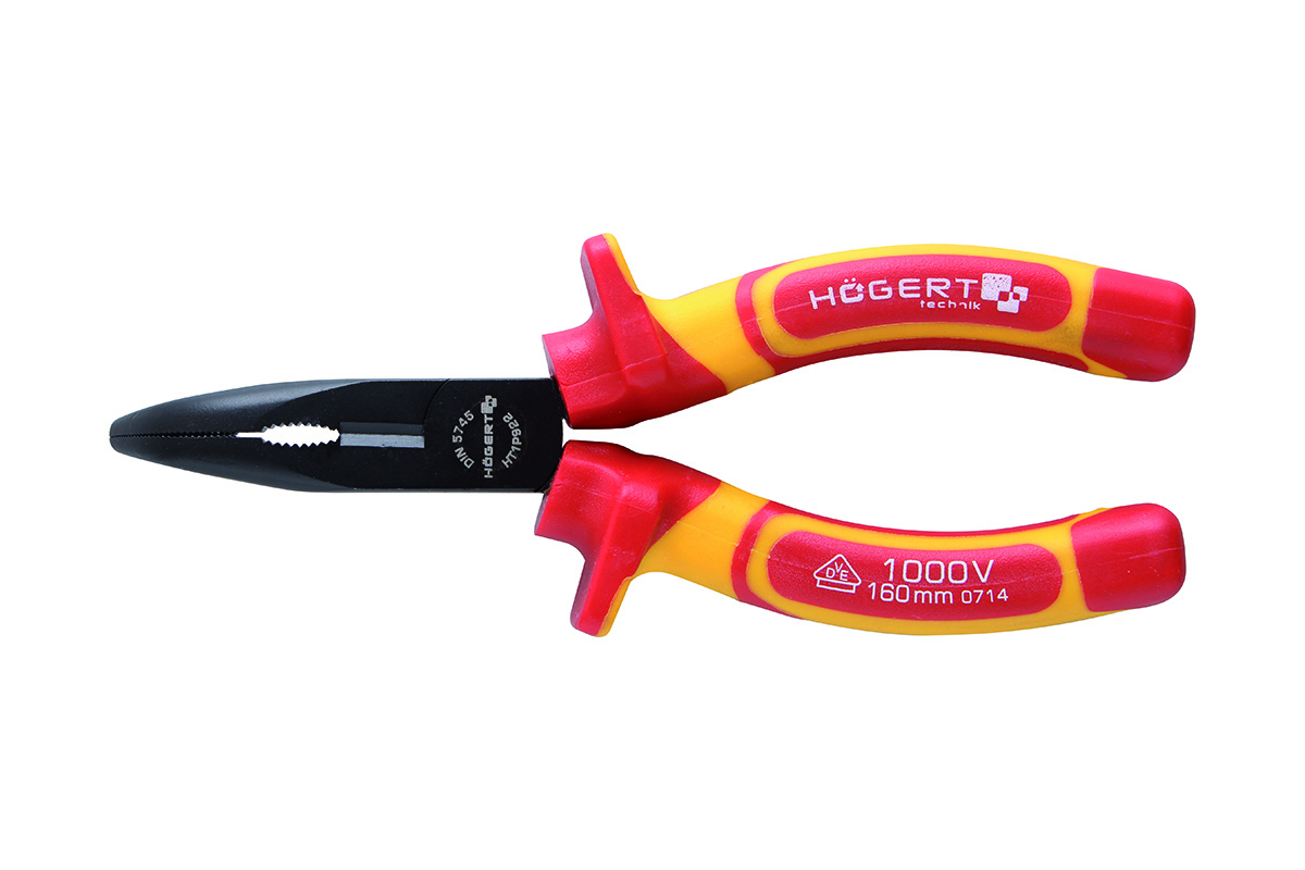 Szczypce wydłużone wygięte 160 mm 1000 V, CrNi