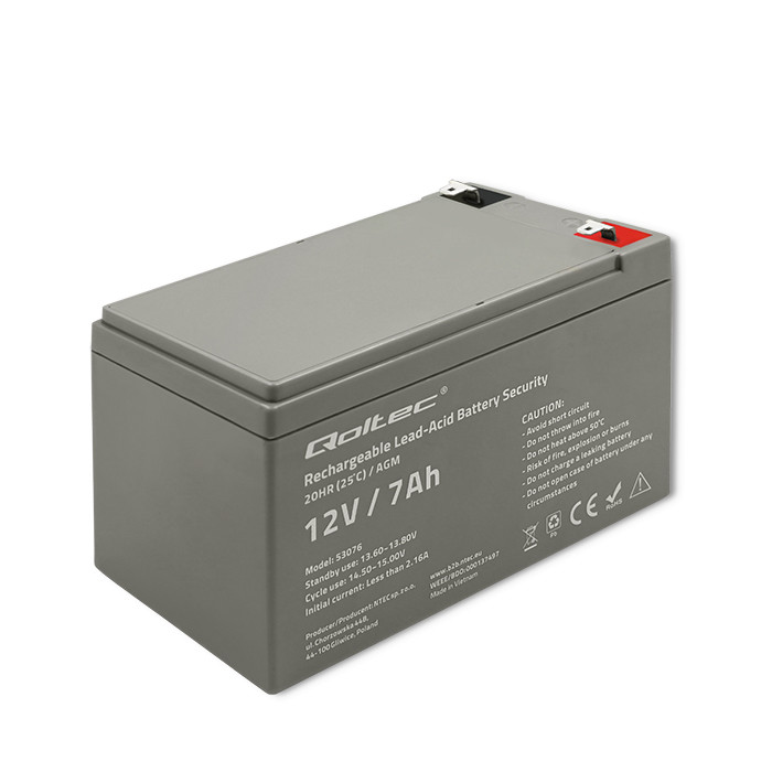 Qoltec Akumulator AGM | 12V | 7Ah | Bezobsługowy | Wydajny | LongLife | do UPS, security