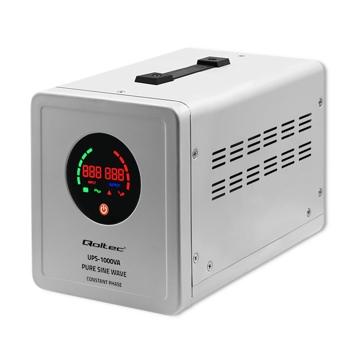 Qoltec Zasilacz awaryjny UPS 1000VA/700 | Przetwornica 12/230V z AVR | SF | Sinus