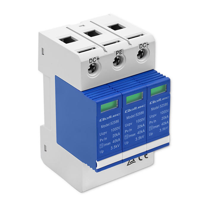 Qoltec Ogranicznik ochronnik przepięć DC | 3P| 1000V | T2 | C