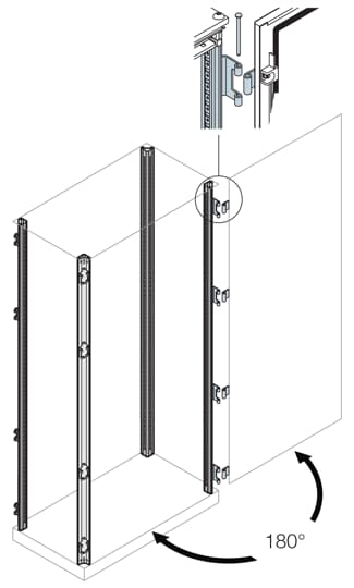 EV0122 Komplet zawiasów 180 stopni do drzwi H=2200mm (4szt)