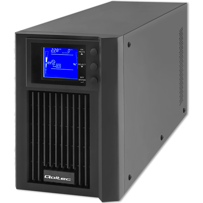 Qoltec Zasilacz awaryjny UPS On-line | Pure Sine Wave | 2kVA | 1.6kW | LCD | USB