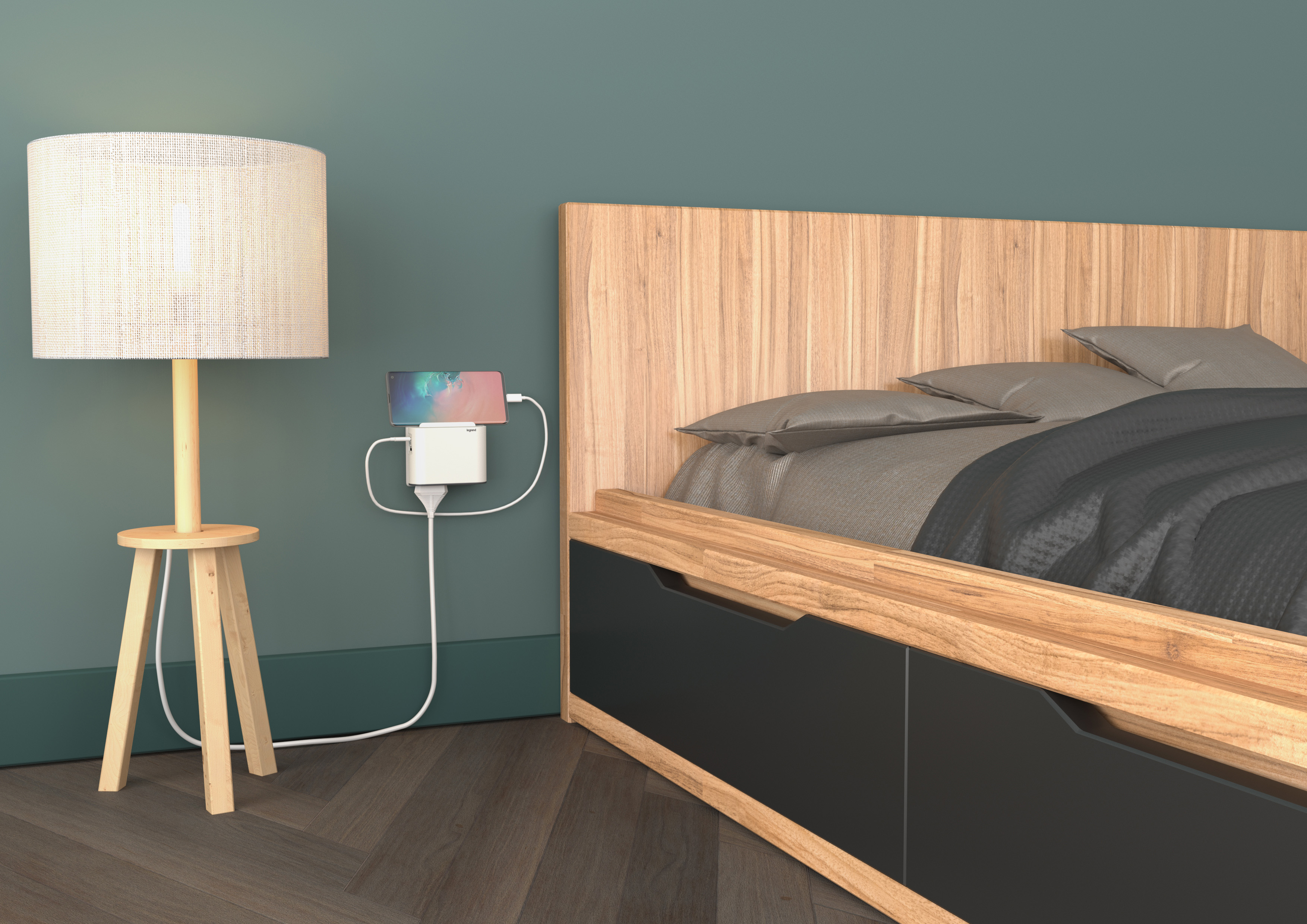 ROZGAŁĘŹNIK 2X2P, USB A+C - BIAŁY/GRAFITOWY, Legrand