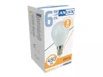 ŻARÓWKA LED KULKA 6W E14 230V ZIMNA BIAŁA 3 LATA GW. ANLUX