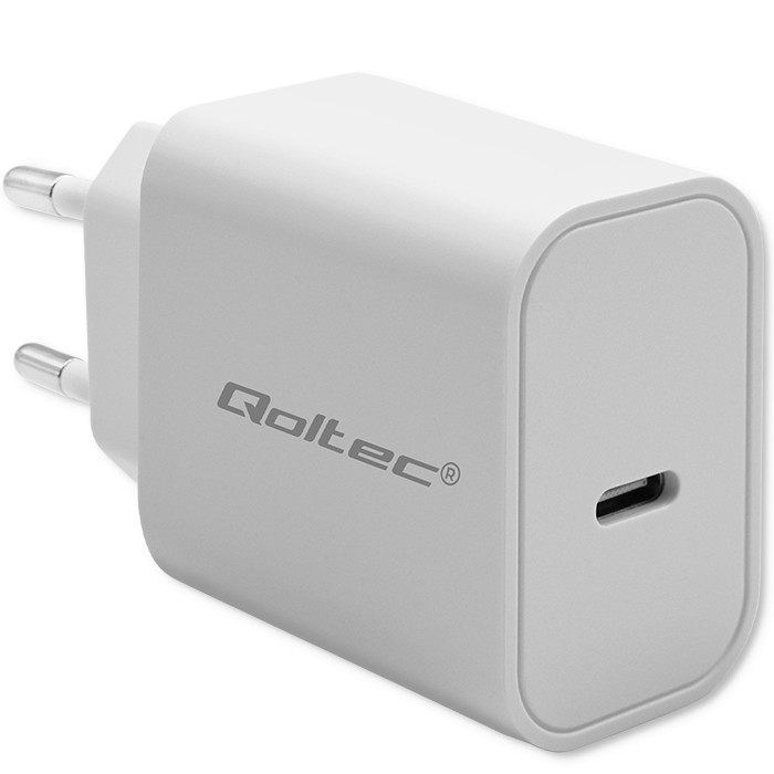 Qoltec Ładowarka Super Quick PD |  USB-C | 20W | 5-12V | 1.67-3A | Biała