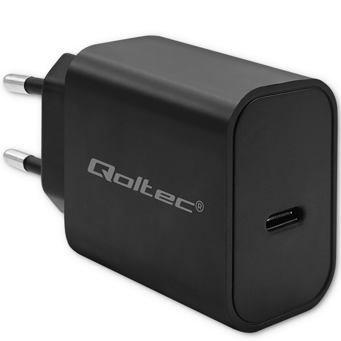 Qoltec Ładowarka Super Quick PD | USB-C | 20W | 5-12V | 1.67-3A | Czarna