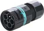 THB.387.A5A.L.R Zestaw wtyczka gniazdo złączka 5 torowa IP66 IP68 D6-13 mm złącze liniowe hermetyczne okrągłe mini TEEPLUG TECHNO