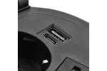 PRZEDŁUŻACZ BIURKOWY WPUSZCZANY CHARGER PLUS, 1 GNIAZDO FRENCH, USB A+C, wymien USB-A, HDMI, RJ45, PRZEWÓD 1,5mb, CZARNY