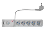 AX5/PRO/USB/5M/SZARY Listwa zasilająca z bezpiecznikiem i układem przeciwprzepięciowym professional, 5 gniazd, 2 porty USB, długość 5m, 10A, 230V, 2300W, szary