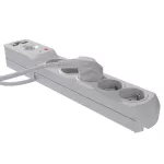 AX5/PRO/USB/5M/SZARY Listwa zasilająca z bezpiecznikiem i układem przeciwprzepięciowym professional, 5 gniazd, 2 porty USB, długość 5m, 10A, 230V, 2300W, szary