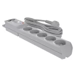 AX5/PRO/USB/5M/SZARY Listwa zasilająca z bezpiecznikiem i układem przeciwprzepięciowym professional, 5 gniazd, 2 porty USB, długość 5m, 10A, 230V, 2300W, szary