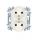 SIMON 10 WC-GZ2MZxx-01-11xx Gniazdo wtyczkowe z uziemieniem podwójne z przesłonami torów prądowych (moduł) 16A, 250V~, zaciski śrubowe; biały