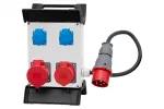 Rozdzielnica R-240 - gniazda 16A 5p, 32A 5p, 2x230V, wtyczka 16A 5p, OW 5x2,5mm2 /1,5m/ , stelaż plastikowy IP44