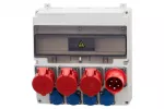 Rozdzielnica LAGO 17M - gniazda proste 3x16A 5p, 4x230V, wtyk odbiornikowy 32A 5p IP44