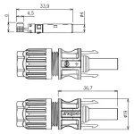 IS24241N Złącze solarne żeńskie SL4 na przewód (4-6 mm2) 1500 VDC IP67 (opak. 10 szt.)