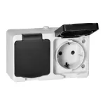 Gniazdo podwójne 2X2P+Z AQUATIC MINI IP54, 16A, 230V AC, biało-czarne