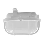 OVAL 7040T/P, oprawa oświetleniowa, 40W, E27, IP44, IK10, klosz poliwęglan matowy, podstawa polipropylen, siatka plastikowa, biała