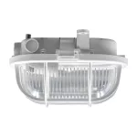 OVAL 7040T/P, oprawa oświetleniowa, 40W, E27, IP44, IK10, klosz poliwęglan przeźroczysty, podstawa polipropylen, siatka plastikowa, szara