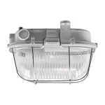 OVAL 7040T/R, oprawa oświetleniowa, 40W, E27, IP44, IK10, klosz poliwęglan przeźroczysty, podstawa polipropylen, siatka metalowa rozkładana, szara