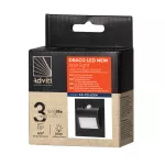 DRACO LED NEW 1,5W, oprawa schodowa podtynkowa, 12VDC, 30lm, 4000K, czarny, czujnik ruchu i zmierzchu