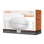 MUSAM, oprawa ogrodowa z czujnikiem ruchu 180st, 1x60W, E27, IP44, z przesłoną, plastik, biała