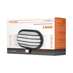 LASO, oprawa ogrodowa z czujnikiem ruchu 180st, 1x60W, E27, IP44, plastik, czarna