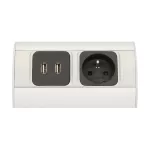 Gniazdo meblowe 1x2P+Z, 2xUSB (typ A, 2,1A)