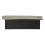 Gniazdo meblowe wpuszczane w blat z płaskim frezowanym rantem i ładowarką USB, 2x2P+Z, 2xUSB (typ A, 2,1A), mosiądz
