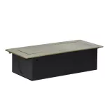 Gniazdo meblowe wpuszczane w blat z płaskim frezowanym rantem i ładowarką USB, 2x2P+Z, 2xUSB (typ A, 2,1A), mosiądz