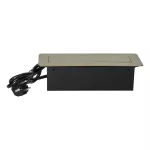 Gniazdo meblowe wpuszczane w blat z płaskim frezowanym rantem, ładowarką USB i przewodem 1,5m, 2x2P+Z (Schuko), 2xUSB (typ A, 2,1A), mosiądz