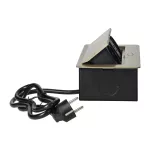 Gniazdo meblowe wpuszczane w blat z płaskim frezowanym rantem, ładowarką USB i przewodem 1,5m, 2x2P+Z (Schuko), 2xUSB (typ A, 2,1A), mosiądz