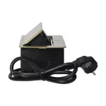 Gniazdo meblowe wpuszczane w blat z płaskim frezowanym rantem, ładowarką USB i przewodem 1,5m, 2x2P+Z, 2xUSB (typ A, 2,1A), mosiądz