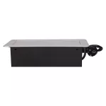 Gniazdo meblowe wpuszczane w blat z płaskim frezowanym rantem, ładowarką USB i przewodem 3m, 2x2P+Z, 2xUSB (typ A, 2,1A), srebrne