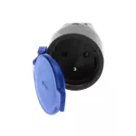 Gniazdo gumowe proste IP44 z uziemieniem, czarne, 16A, 230V