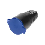 Gniazdo gumowe proste IP44 z uziemieniem, czarne, wersja Schuko, 16A, 230V