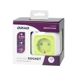 Przedłużacz Kostka 4x2P+Z(Schuko), ładowarka 2xUSB, 1,4m H05VV-F 3x1,5mm2, limonkowy