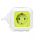 Przedłużacz Kostka 4x2P+Z(Schuko), ładowarka 2xUSB, 1,4m H05VV-F 3x1,5mm2, limonkowy