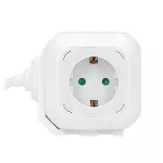 Przedłużacz Kostka 4x2P+Z(Schuko), ładowarka 2xUSB, 1,4m H05VV-F 3x1,5mm2, biały