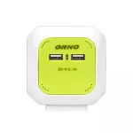 Przedłużacz Kostka 4x2P+Z, 2xUSB, H05VV-F 3x1mm2, 1,4m, limonkowy
